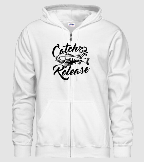 Catch and release model alb pe tricou