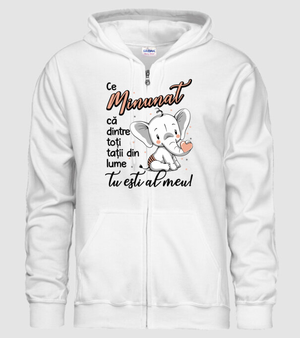Ce minunat că dintre toți tații din lume, tu ești al meu! model alb pe tricou
