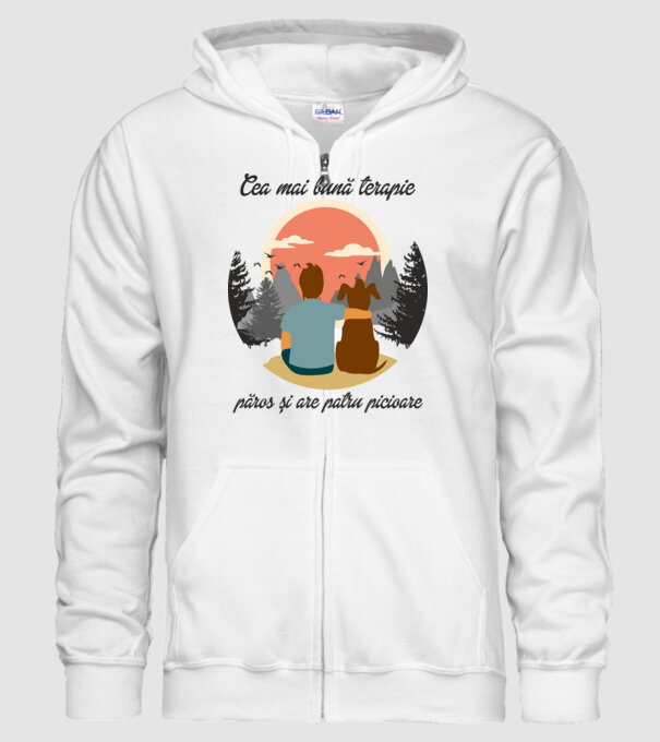 cea mai bună terapie - păros și are patru picioare model alb pe tricou