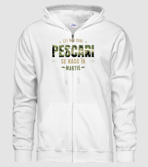 Cei mai buni pescari se nasc în martie model alb pe tricou