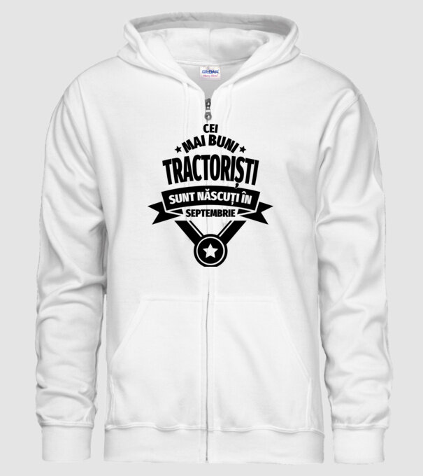 Cei mai buni tractoriști sunt născuți în Septembrie model alb pe tricou