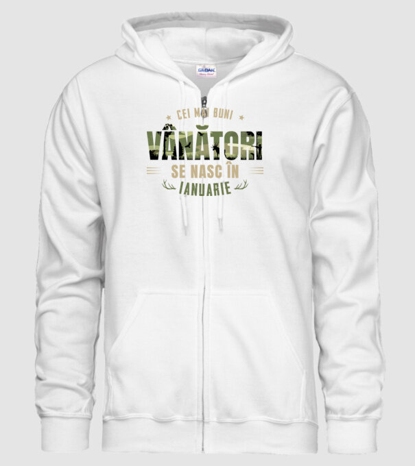 Cei mai buni vânători se nasc în ianuarie model alb pe tricou