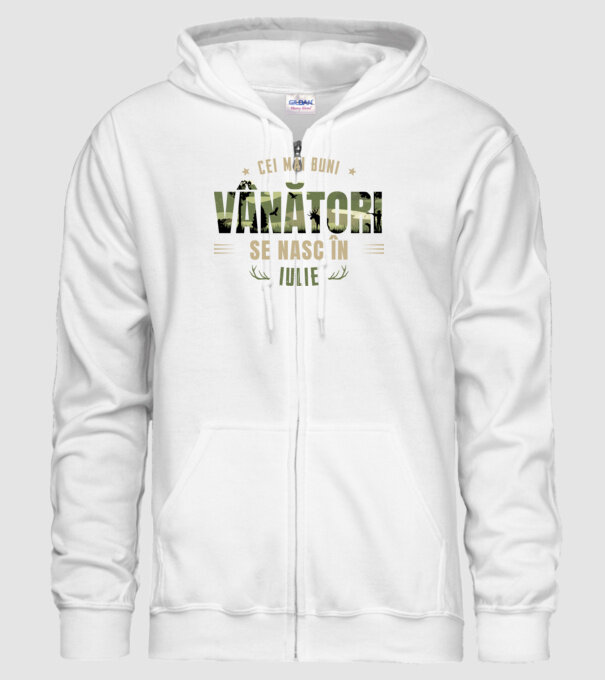 Cei mai buni vânători se nasc în iulie model alb pe tricou