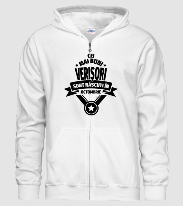 Cei mai buni verișori sunt născuți în octombrie. / Cele mai bune verișoare sunt născute în octombrie. model alb pe tricou