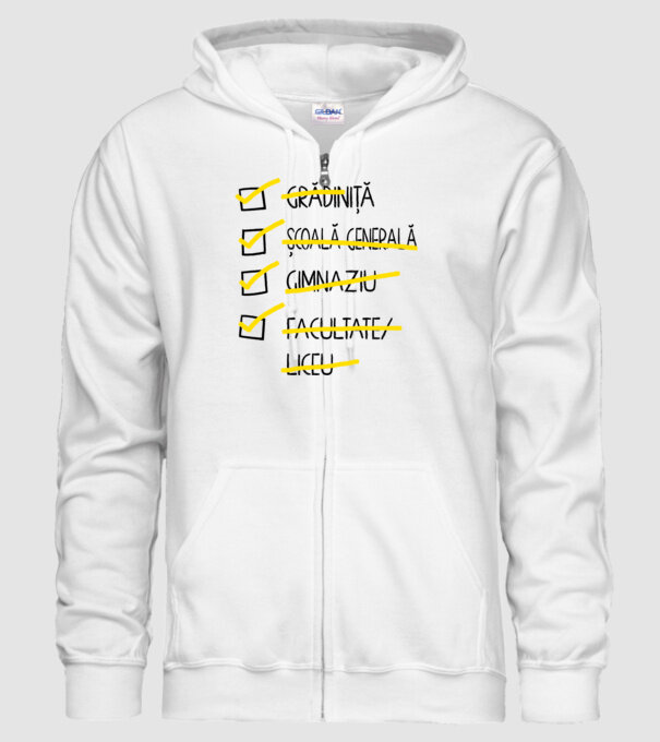 Cheklist educație - Facultate alb model alb pe tricou