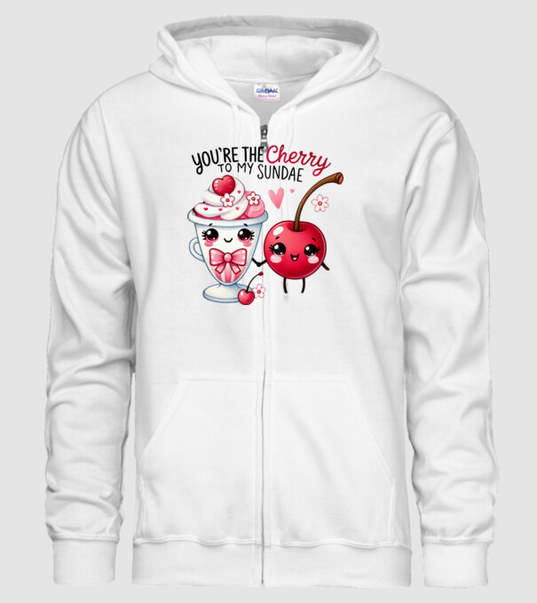 Cherry to my Sunday model alb pe tricou