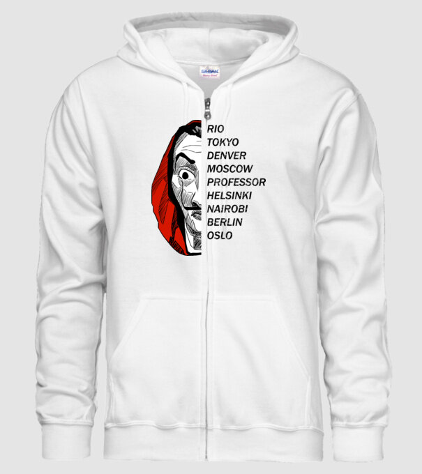 classic logo money heist white model alb pe tricou