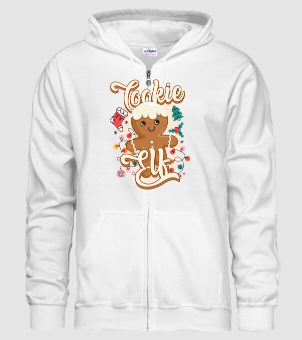 Cookie elf model alb pe tricou