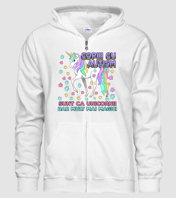 Copiii cu autism sunt ca unicornii, dar mult mai magici model alb pe tricou