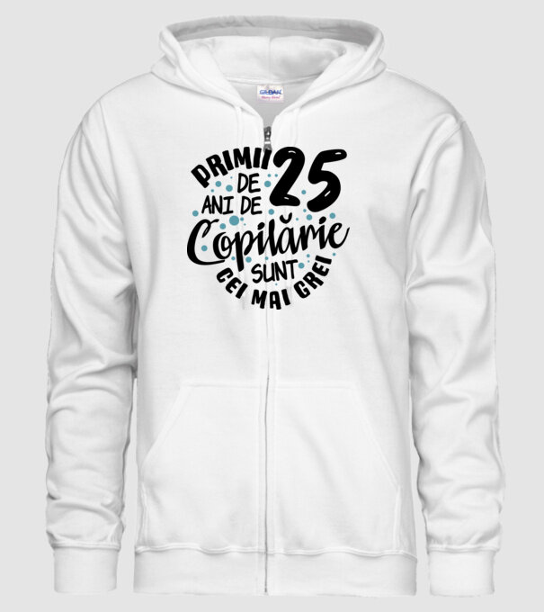 Copilărie 25 de ani model alb pe tricou