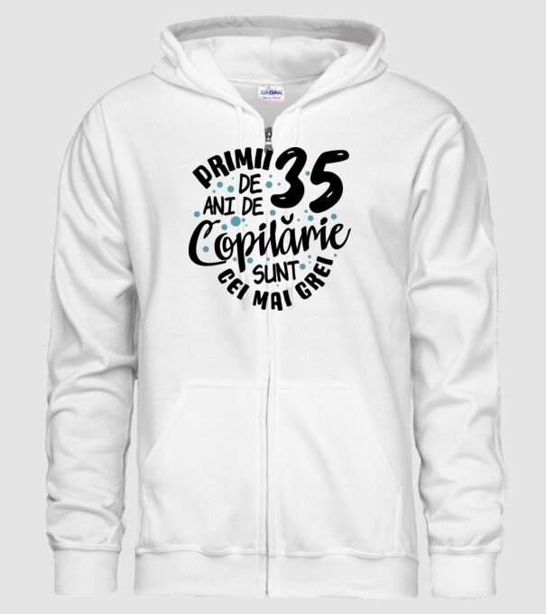 Copilărie 35 de ani model alb pe tricou
