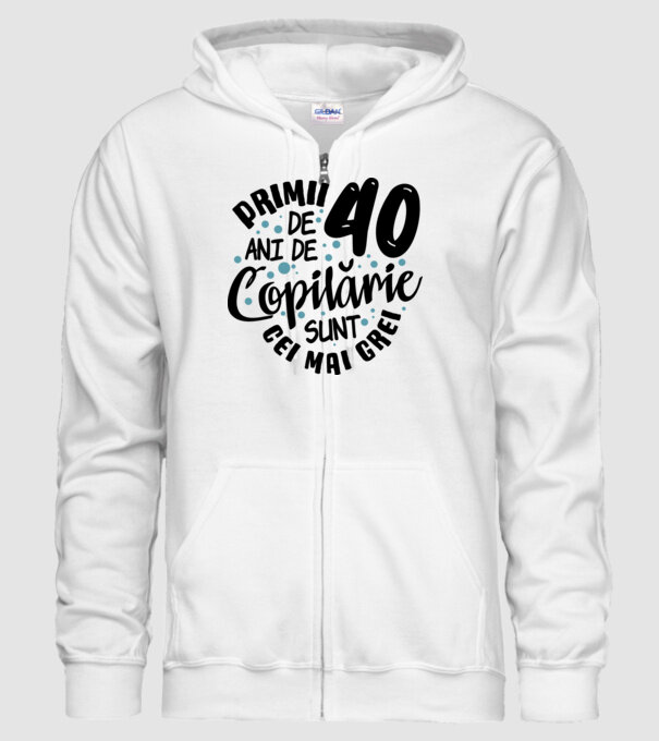 Copilărie 40 de ani model alb pe tricou