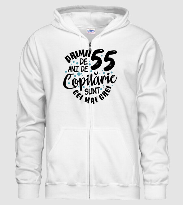Copilărie 55 de ani model alb pe tricou