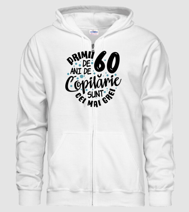 Copilărie 60 de ani model alb pe tricou