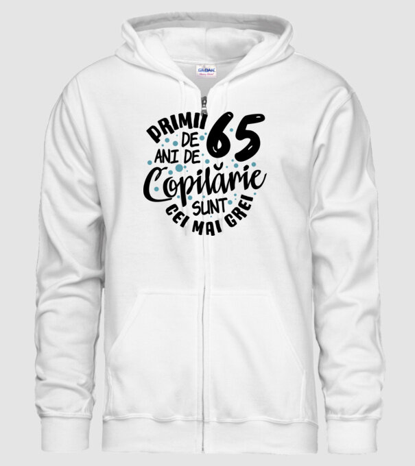 Copilărie 65 de ani model alb pe tricou