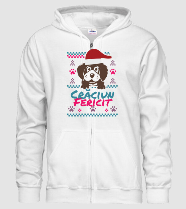 Crăciun Fericit câine model alb pe tricou