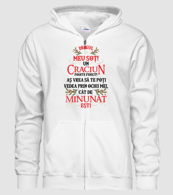Dragul meu soț! Un Crăciun foarte fericit! Aș vrea să te poți vedea prin ochii mei, cât de minunat ești model alb pe tricou