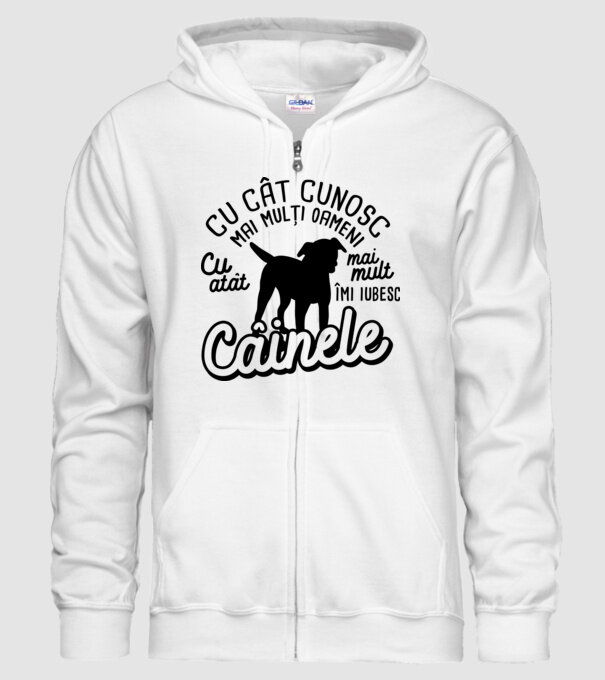 Cu cât cunosc mai mulți oameni, cu atât mai mult îmi iubesc câinele model alb pe tricou