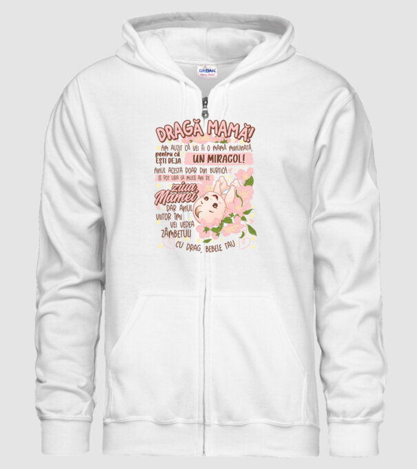 Cu drag, bebele tău model alb pe tricou