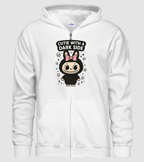 Cutie with a dark side model alb pe tricou