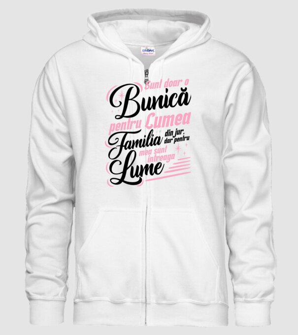 Sunt doar o bunică pentru lumea din jur, dar pentru familia mea sunt întreaga lume! model alb pe tricou