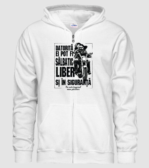 datorită lui pot fi sălbatică, liberă și în siguranță - el este îngerul meu păzitor model alb pe tricou