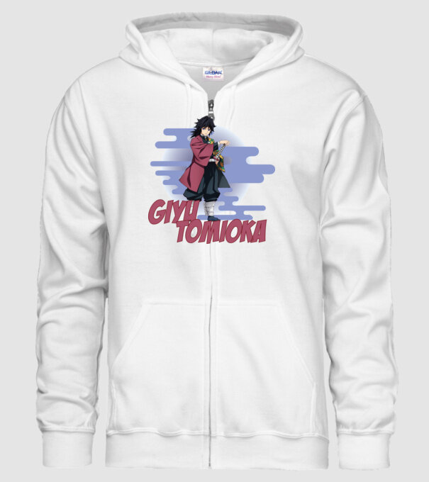 Demon Slayer Giyu model alb pe tricou