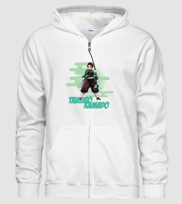 Demon Slayer Tanjiro model alb pe tricou