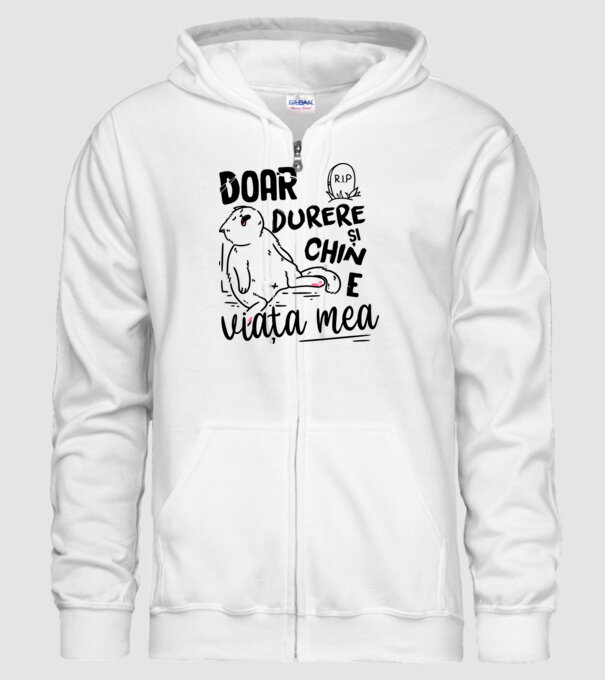Doar durere și chin e viața mea model alb pe tricou