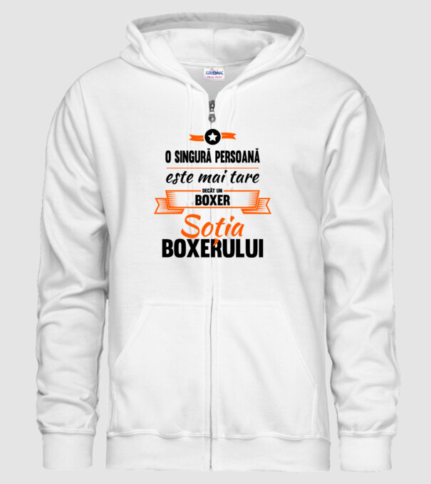 doar o persoană este mai tare decât un boxer, soția boxerului model alb pe tricou