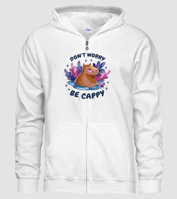 Don't worry be Cappy - capibară model alb pe tricou