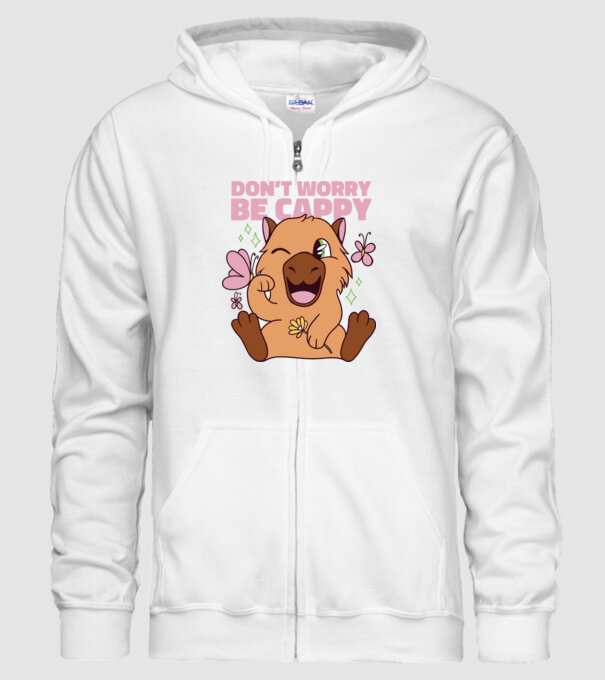 Don't worry be cappy - capibară model alb pe tricou
