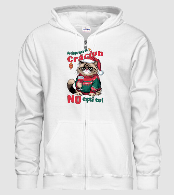 Dorința mea de Crăciun nu ești tu! pisică model alb pe tricou