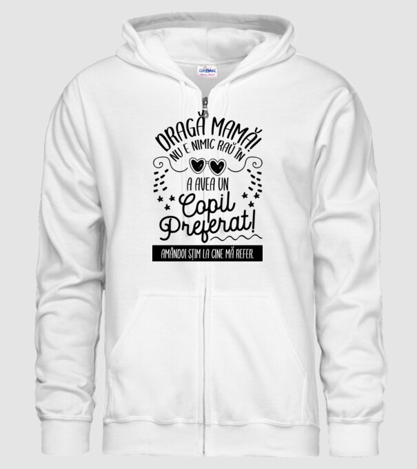 Dragă mamă! Nu e nimic rău în a avea un copil preferat! Amândoi știm la cine mă refer. model alb pe tricou