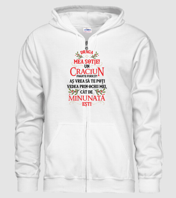 Draga mea soție! Un Crăciun foarte fericit! Aș vrea să te poți vedea prin ochii mei, cât de minunat ești model alb pe tricou