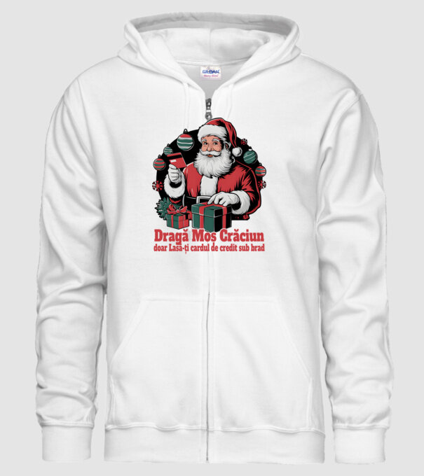 Dragă Mos Crăcium doar Lasă-ți cardul de credit sub brad model alb pe tricou