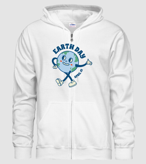 Earth Day model alb pe tricou
