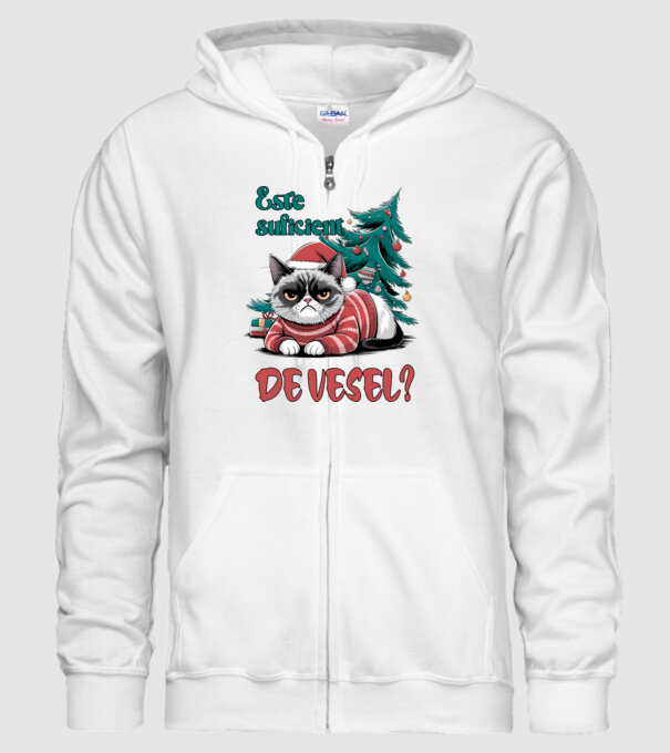 Este suficient de vesel? pisică Crăciun model alb pe tricou
