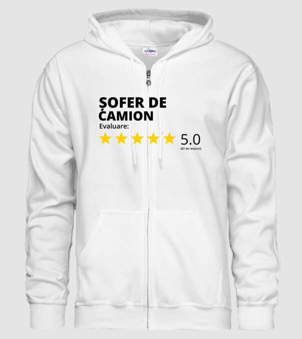 Evaluare - ȘOFER DE CAMION model alb pe tricou