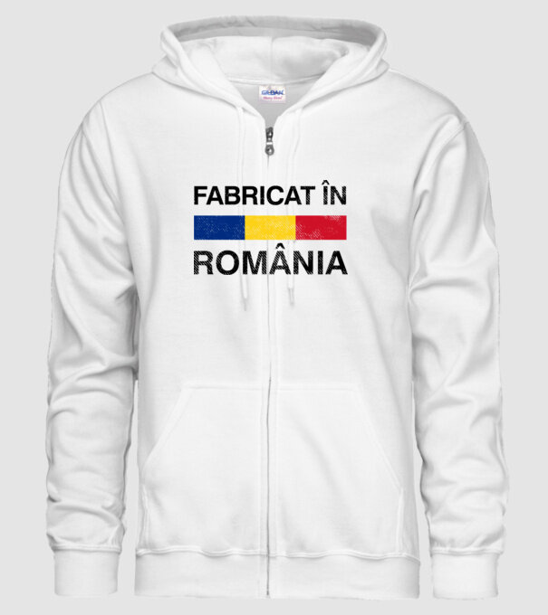 Fabricat în România model alb pe tricou