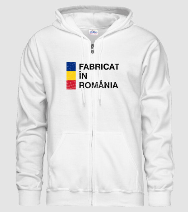 Fabricat în România model alb pe tricou