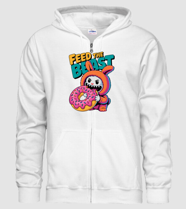 Feed the beast model alb pe tricou