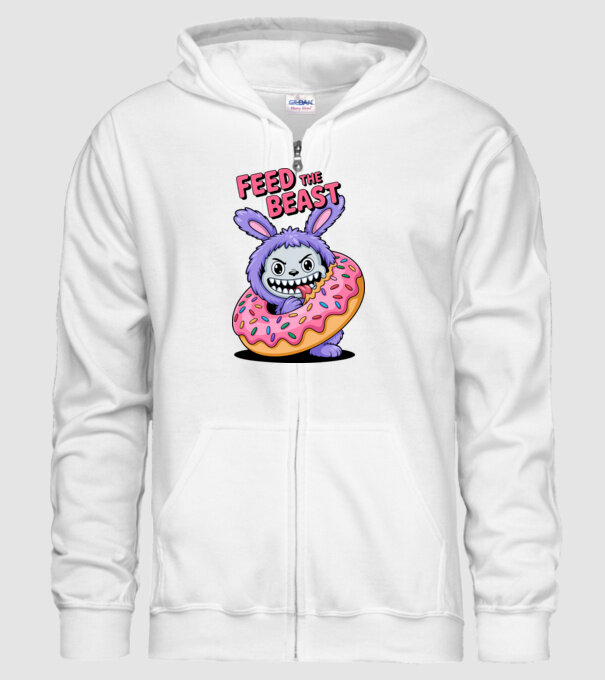 Feed the beast model alb pe tricou