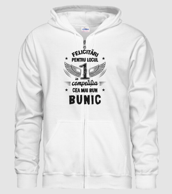 Felicitări pentru locul 1 în competiția Cel mai bun bunic! model alb pe tricou