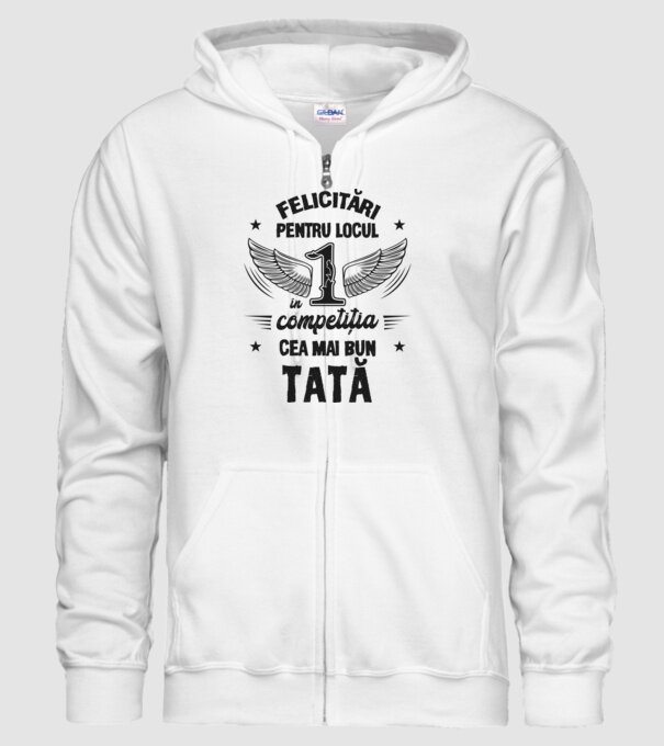 Felicitări pentru locul 1 în competiția Cel mai bun tată! model alb pe tricou