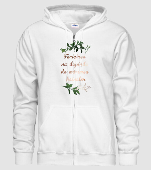 fericirea nu depinde de mărimea hainelor model alb pe tricou
