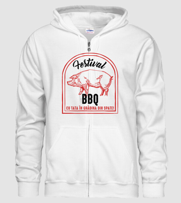 Festival BBQ - cu tata în grădina din spate! model alb pe tricou