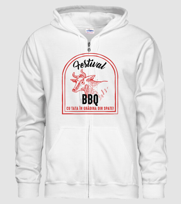 Festival BBQ - cu tata în grădina din spate! model alb pe tricou