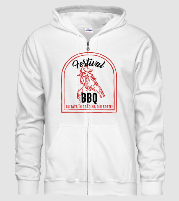 Festival BBQ - cu tata în grădina din spate! model alb pe tricou