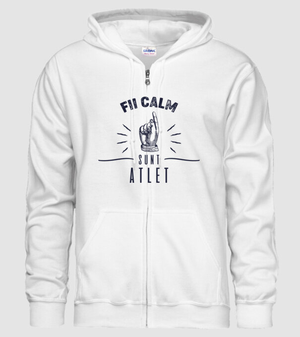 Fii calm, sunt ATLET model alb pe tricou